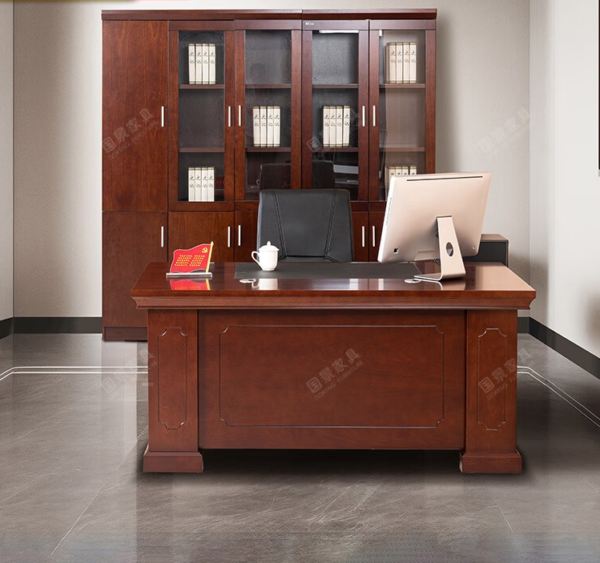 A sleek and modern 1600mm Executive President writing office desk designed for a professional workspace, featuring a spacious work surface and elegant wooden finish.