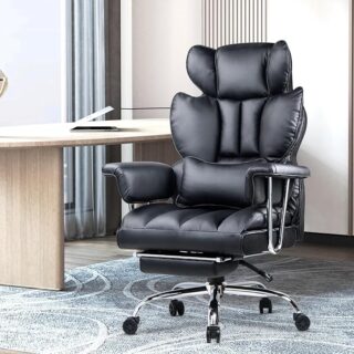 PU Heavy Duty Recliner Executive Office Chair with adjustable reclining, armrests, and durable PU leather upholstery.