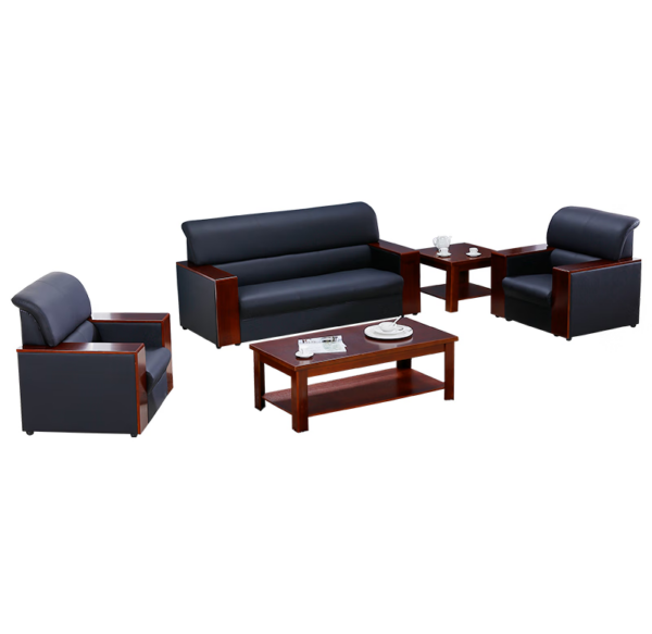 5-Seater Reception Leather Office Sofa with high-quality leather upholstery, plush cushions, and a modern design, ideal for waiting rooms and office lounges.