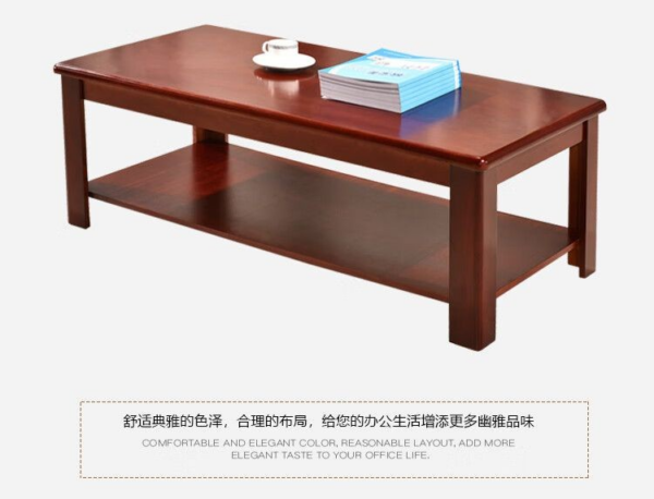 Wooden Rectangular Center Coffee Table with a warm finish, ideal for placing drinks, books, or decorative items in the living room.