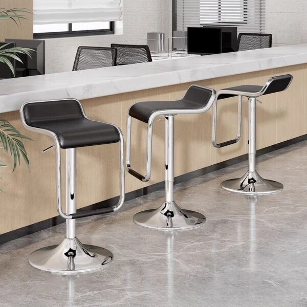 Adjustable Leather Footrest Barstool with sleek design and swivel function for modern home or bar use.