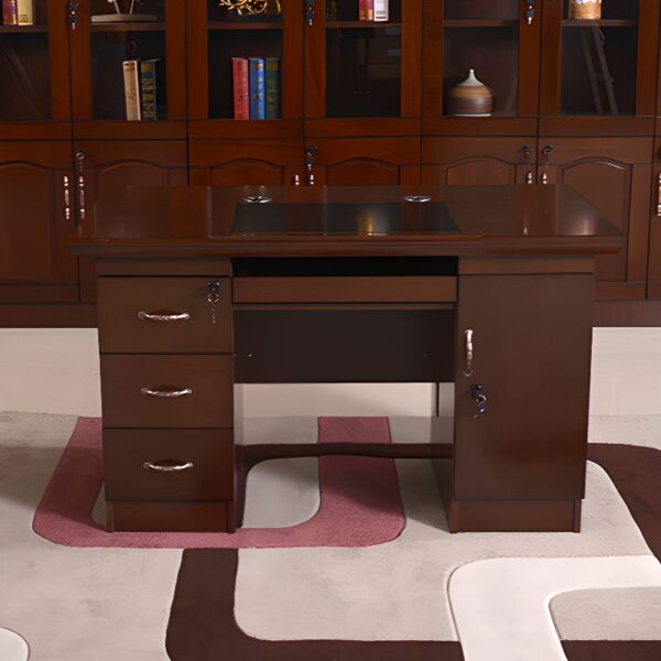 140cm Executive Mahogany Writing Desk featuring a spacious writing surface and stylish storage drawers, crafted from rich mahogany wood.