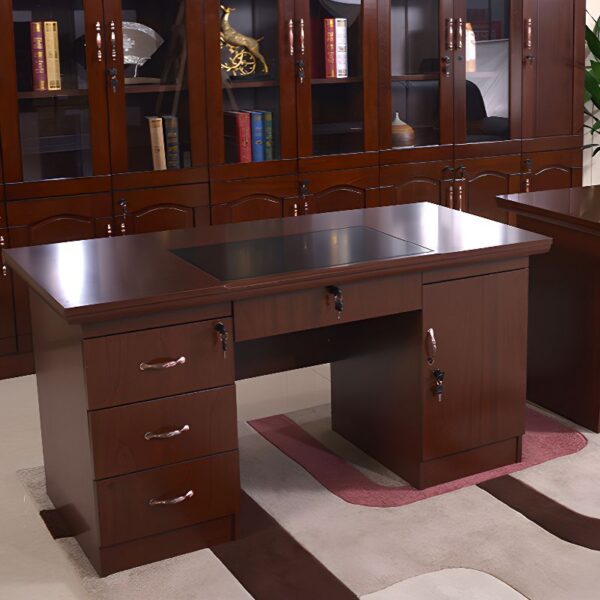 140cm Executive Mahogany Writing Desk featuring a spacious writing surface and stylish storage drawers, crafted from rich mahogany wood.