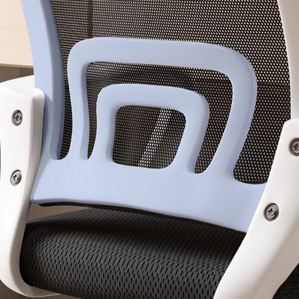 Swivel Clerical Mesh Office Chair with adjustable height, armrests, and ergonomic lumbar support in a modern office setting.