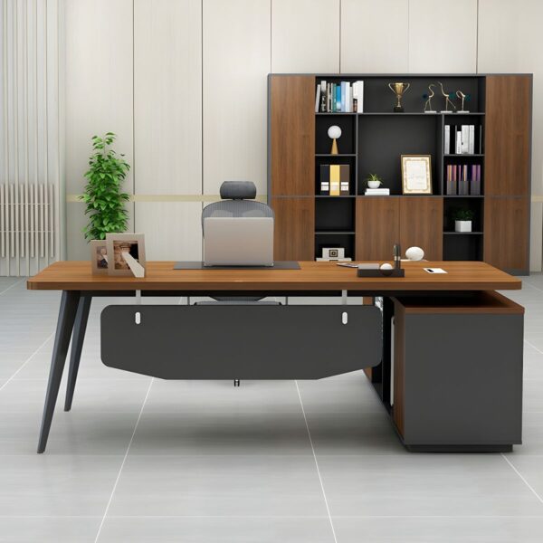 Modern Computer Writing Office Desk with sleek design, spacious surface, and built-in storage for an organized workspace.