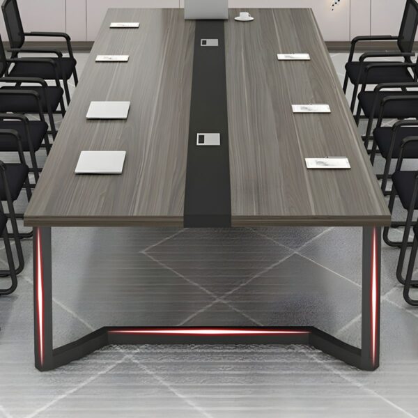 2400mm Glossy Black Office Conference Table with modern design and spacious surface.