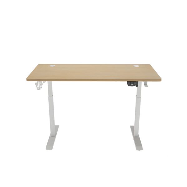 120cm Elegant Electric Standing Office Desk with wooden top and adjustable height mechanism.