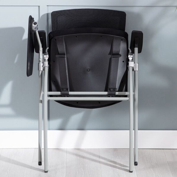 Folding Ergonomic Conference Office Chair with cushioned seat and backrest, designed for comfort and easy storage.