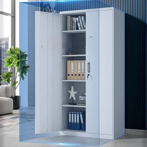 2-Full Steel Door Office Storage Cabinet with adjustable shelves for organized, secure storage in a professional setting.