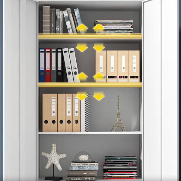 2-Full Steel Door Office Storage Cabinet with adjustable shelves for organized, secure storage in a professional setting.