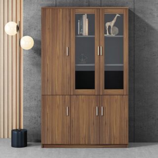 3-Door Wooden Modern Office Cabinet with spacious compartments and sleek design.