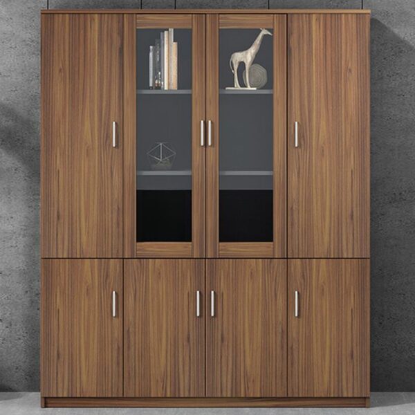 3-Door Wooden Modern Office Cabinet with spacious compartments and sleek design.