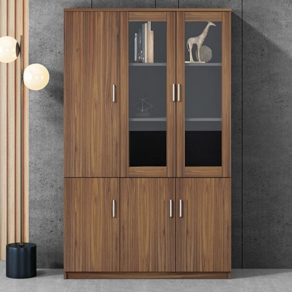 3-Door Wooden Modern Office Cabinet with spacious compartments and sleek design.