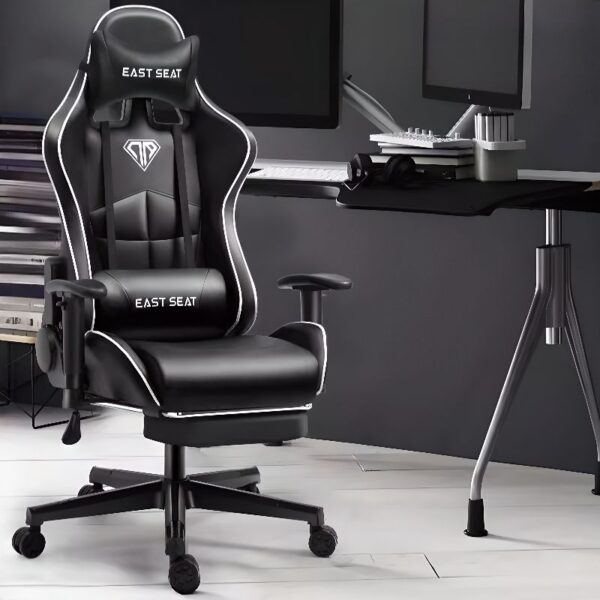 Modern Black Tilt Back Gamer Chair with ergonomic design, adjustable height, and reclining function for comfort during long sessions.