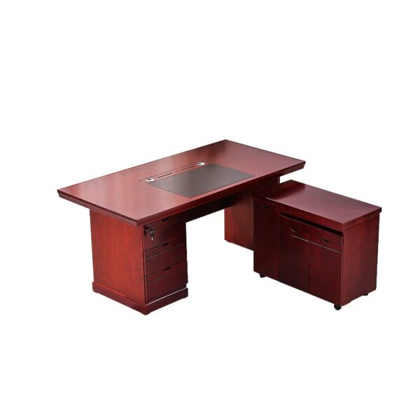 1.4 Meters L-Fashion Executive Desk with L-shaped configuration and mahogany finish.