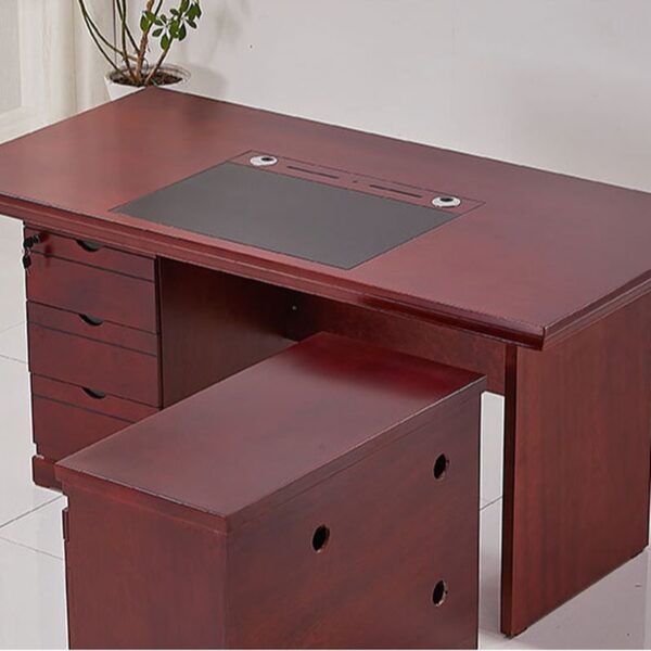 1.4 Meters L-Fashion Executive Desk with L-shaped configuration and mahogany finish.