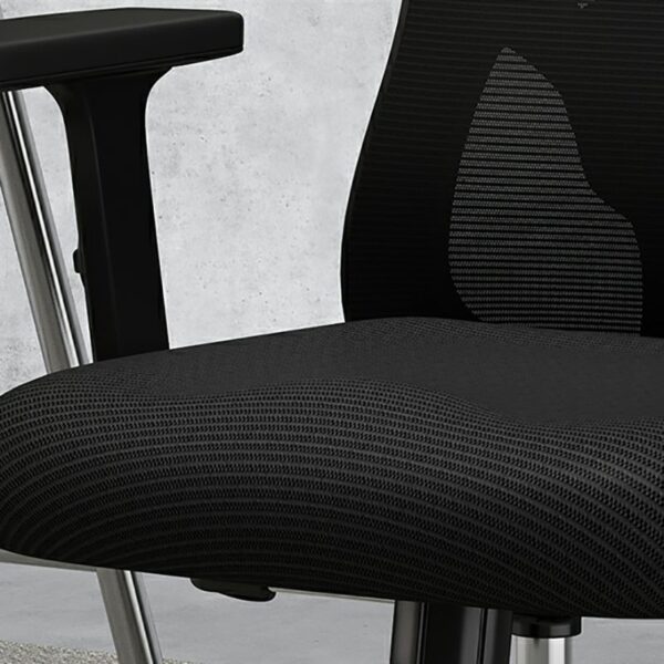 High Back Swivel Mesh Office Seat with adjustable height and movable armrests.