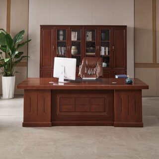 160cm Executive Wooden Office Desk with chestnut finish, spacious surface, and elegant design, perfect for modern and traditional office spaces.