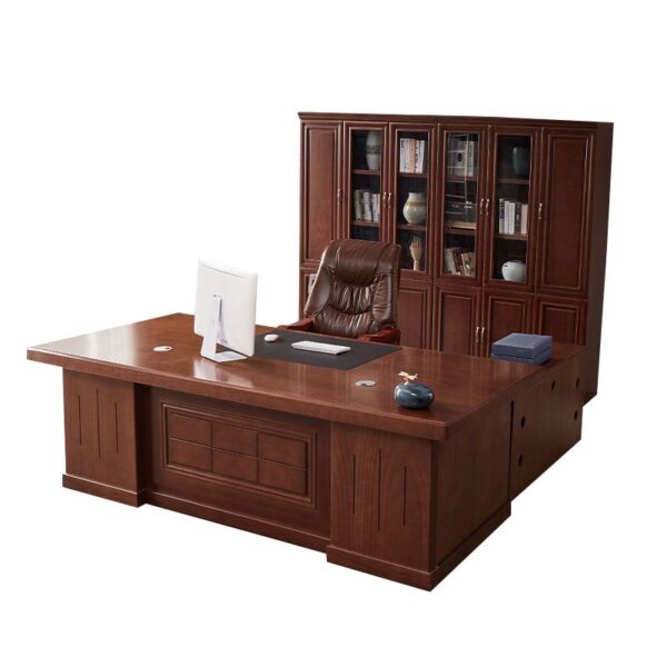 160cm Executive Wooden Office Desk with chestnut finish, spacious surface, and elegant design, perfect for modern and traditional office spaces.