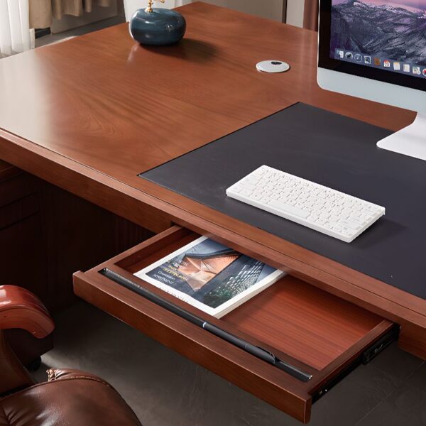 160cm Executive Wooden Office Desk with chestnut finish, spacious surface, and elegant design, perfect for modern and traditional office spaces.