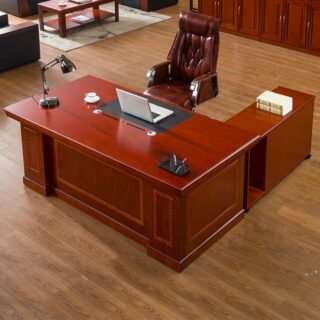 1.6 Meters Executive Mahogany Boss Desk with spacious surface and integrated storage compartments.