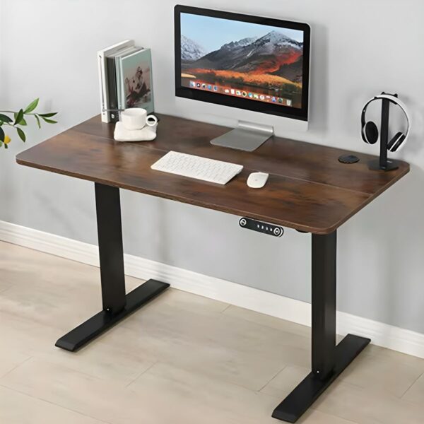 1600mm Modern Writing Standing Desk with adjustable height, sleek design, and spacious surface in a home office setting.