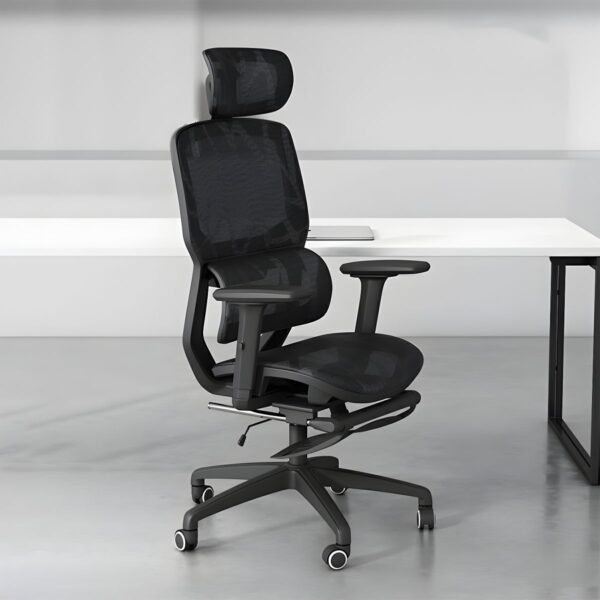 Orthopedic High Back Mesh Desk Chair with adjustable height, lumbar support, and breathable mesh fabric in an office setting.