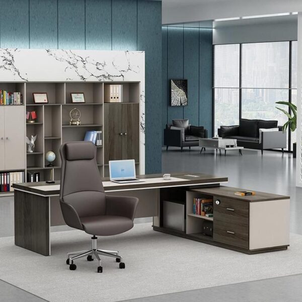 1800mm Modern L-Shape Executive Desk with spacious work surface and built-in storage, perfect for professional offices.