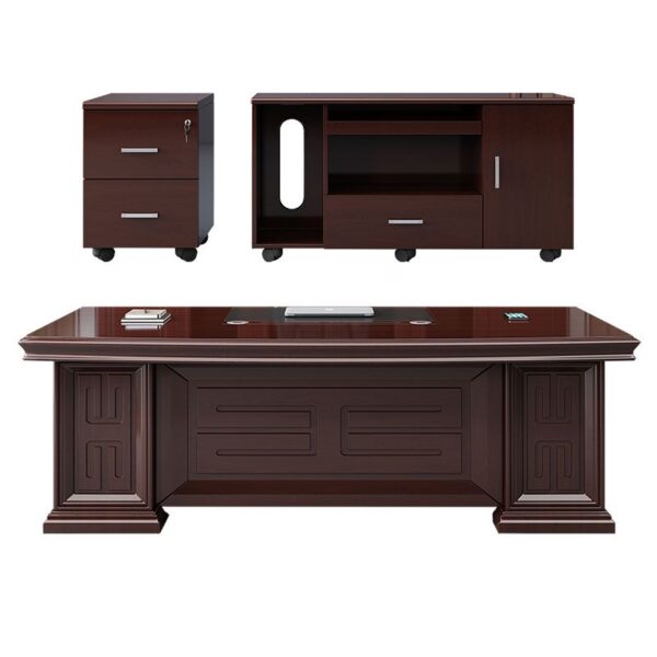 180cm Executive Mahogany Boss Table with a polished finish, spacious work surface, and elegant design, ideal for executive offices.