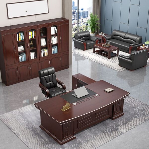 180cm Executive Mahogany Boss Table with a polished finish, spacious work surface, and elegant design, ideal for executive offices.