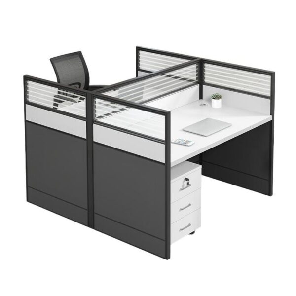 Open View 2-Way Modular White Office Workstation with ample workspace and modern design.