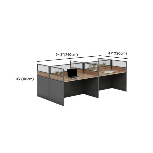 4-User Modular Executive Office Workstation with ergonomic desks, spacious surfaces, and integrated storage for a modern office environment.