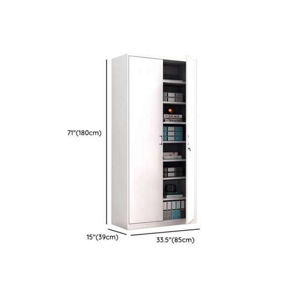 White Steel 2-Door Storage Cabinet with spacious shelving, designed for organizing files and essentials in home and office spaces.