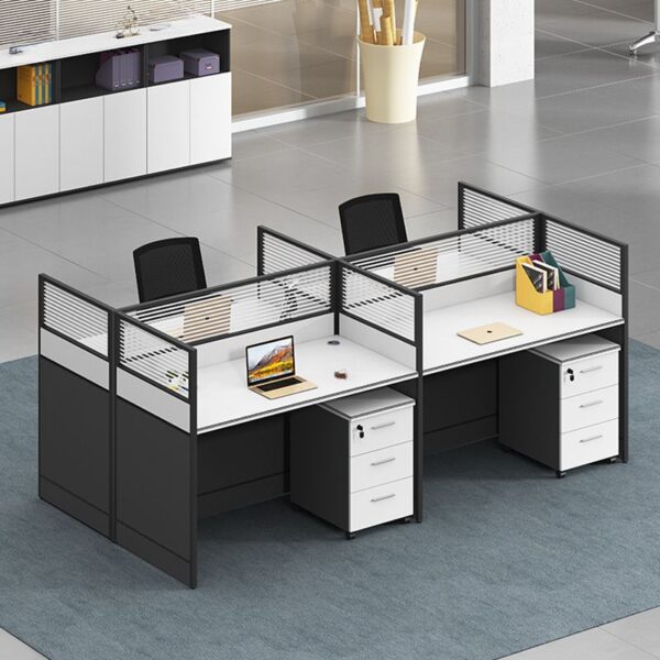 4-Way Modular Home Office Workstation with customizable sections and modern design.