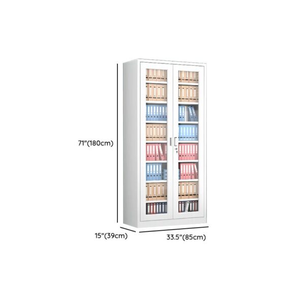 2-Glass Door Storage Office Cabinet with adjustable shelf and modern design.