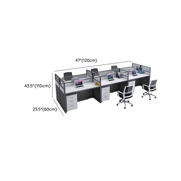 Six Way Modular Home Office Workstation with flexible design, spacious surfaces, and modern style for home office setups.