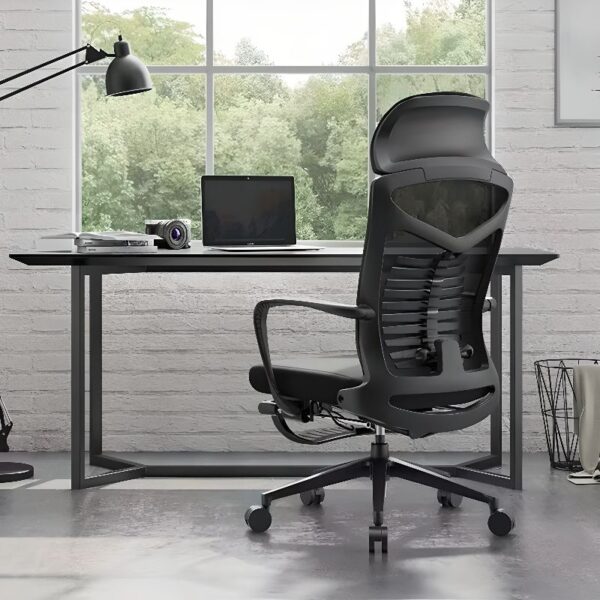 Ergonomic Swivel Mesh Upholstered Task Chair with adjustable height and lumbar support for comfort.