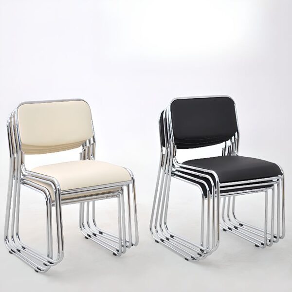 Black Steel Mid-Back Chrome Chair with adjustable height and chrome accents for a modern and comfortable workspace.