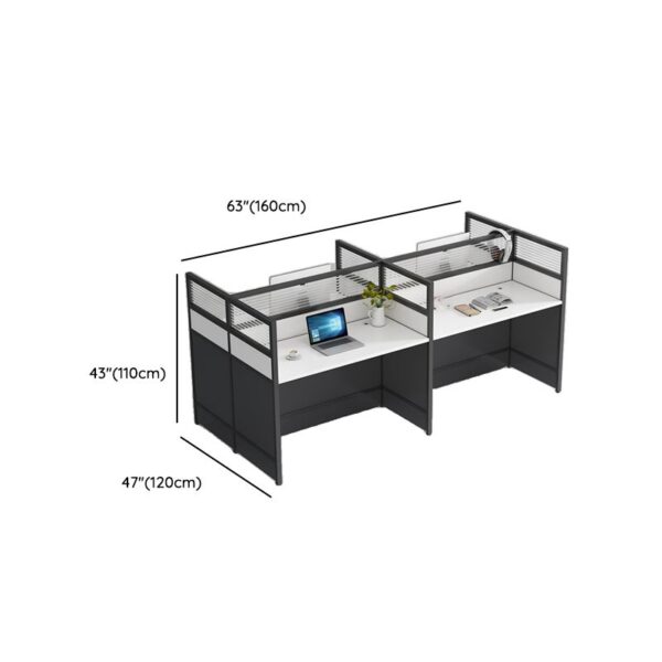 4-Way Modular Office White Workstation with a modern design, spacious surface, and customizable layout for optimal office use.