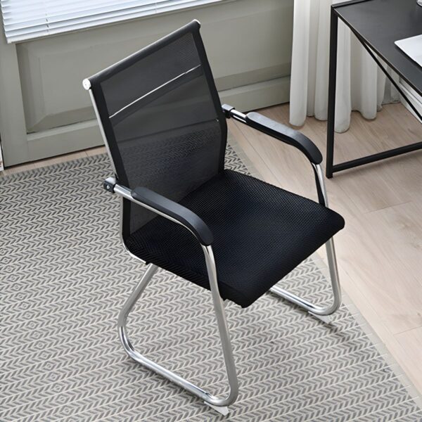 Visitor Mesh Modern Conference Chair with ergonomic design and breathable mesh backrest for comfort and support in professional settings.