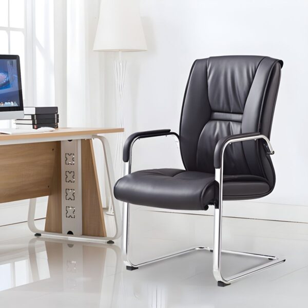 High Back Leather Conference Chrome Base Chair with premium leather upholstery and chrome base for a sophisticated and comfortable seating experience.