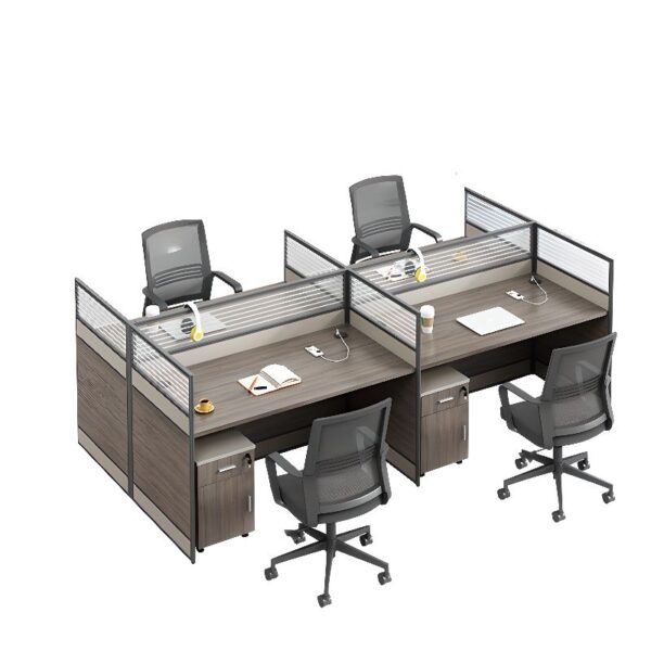 Trendy Rectangle 4-Seater Modular Workstation with flexible design for collaborative workspaces, offering ample workspace for teams.