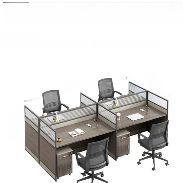 Trendy Rectangle 4-Seater Modular Workstation with flexible design for collaborative workspaces, offering ample workspace for teams.