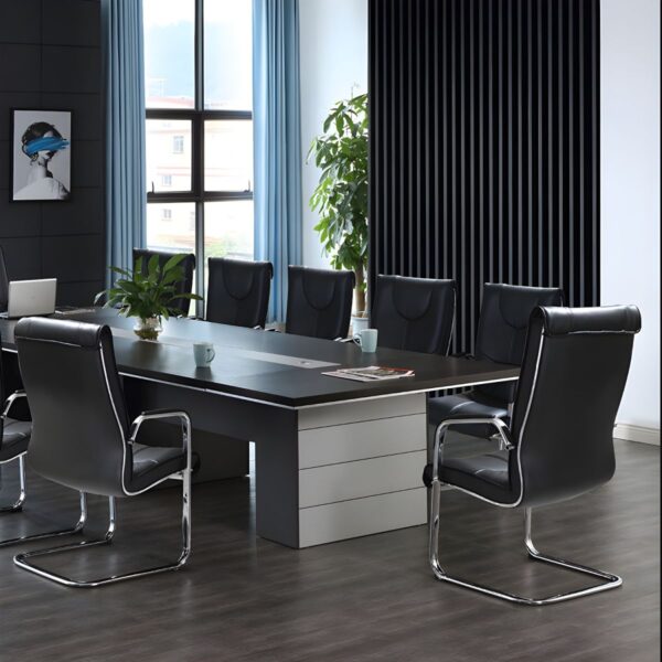 Chrome Leather Executive Staff Chair with ergonomic design and polished chrome base.