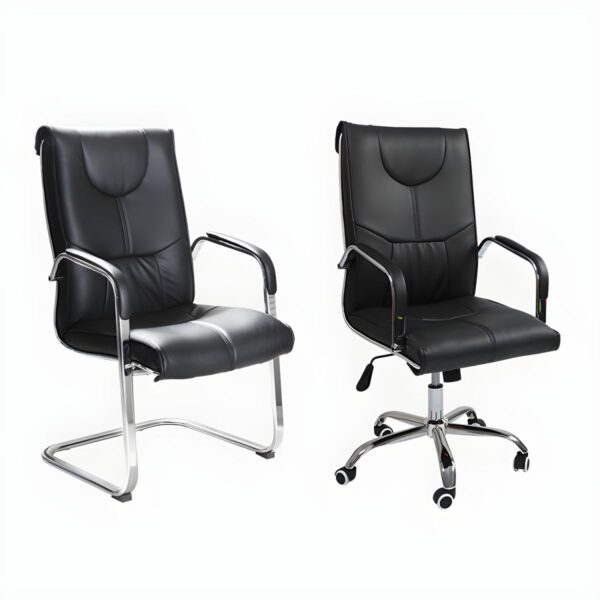 Chrome Leather Executive Staff Chair with ergonomic design and polished chrome base.