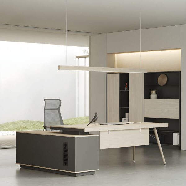 180cm L-Shape Executive Office Desk with spacious surface and built-in storage.