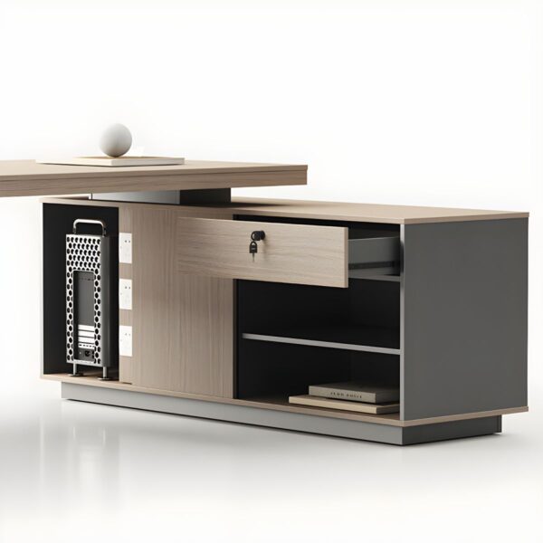 180cm L-Shape Executive Office Desk with spacious surface and built-in storage.