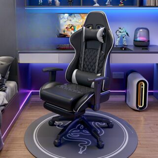 Adjustable Modern Gaming Chair with ergonomic design and smooth-rolling wheels for gaming or office use.