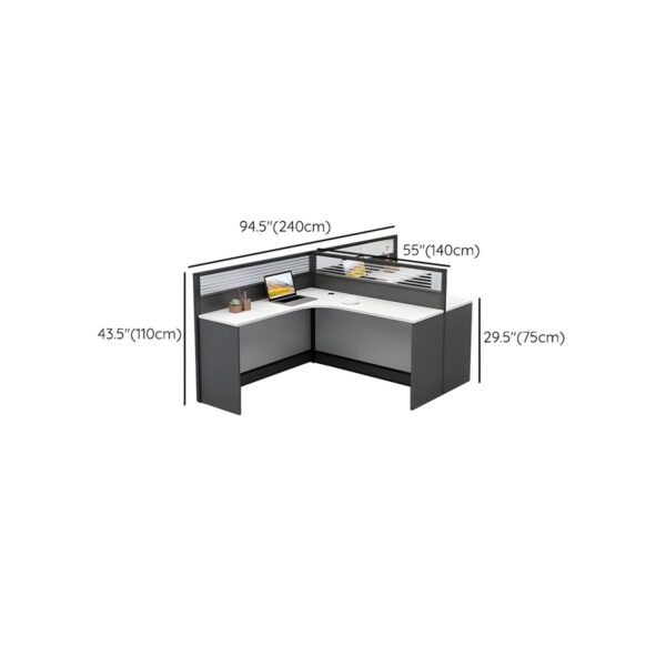 Office 2-Way Curved Modern Workstation with ergonomic design and expansive work surface.