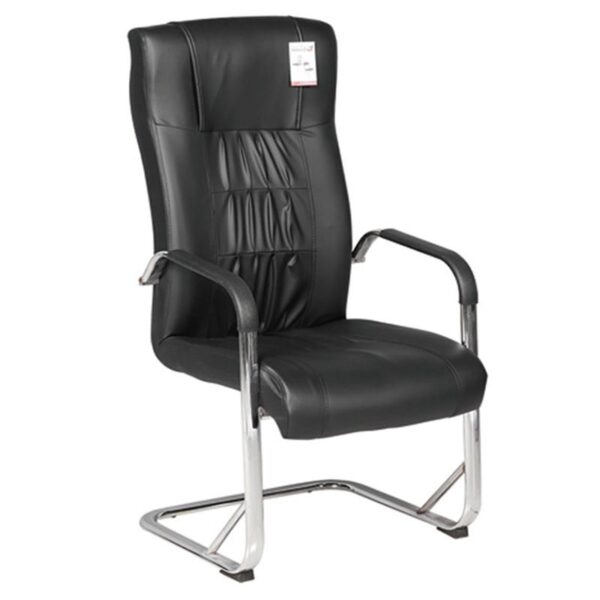 Ergonomic Black Leather Office Chair with adjustable height and padded armrests for maximum comfort.